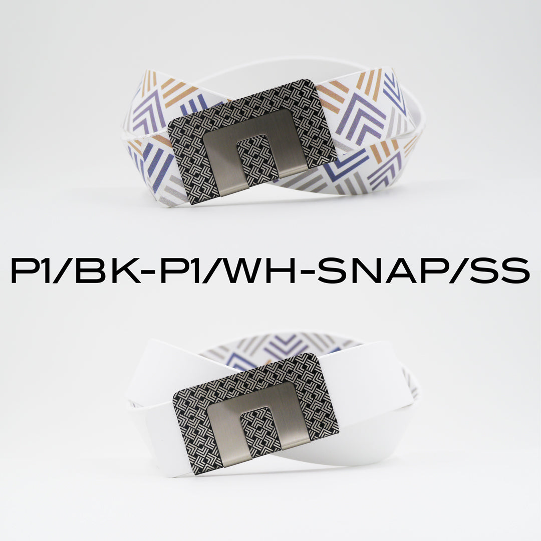 MIN BELT - BLACK P1 BUCKLE, WHITE P1 STRAP